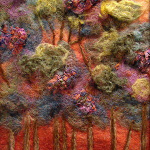 Woven and felted wall art.